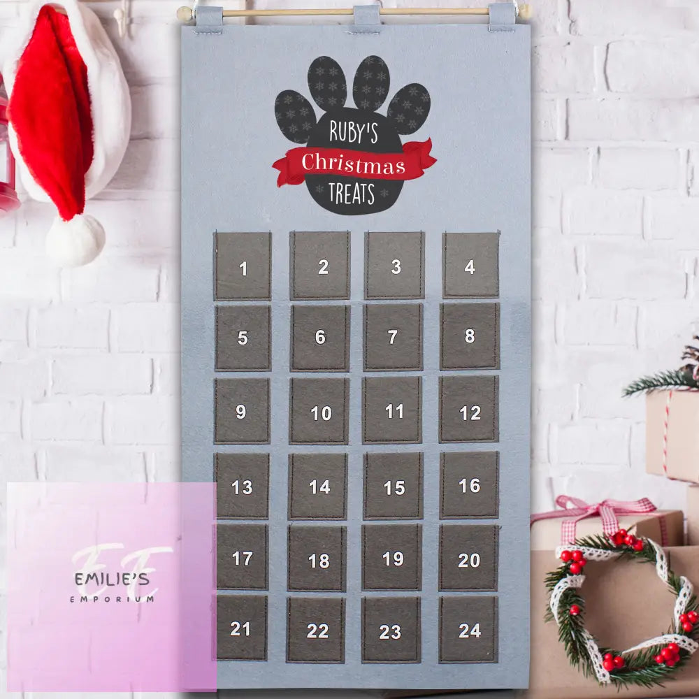 Personalised Pet Advent Calendar In Silver Grey