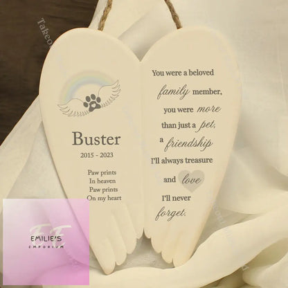 Personalised Pet Memorial Ceramic Wings