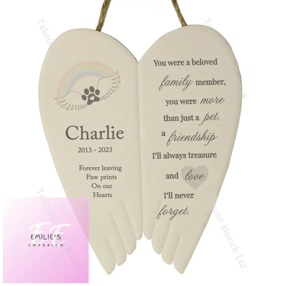 Personalised Pet Memorial Ceramic Wings