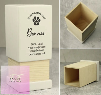 Personalised Pet Memorial Small Wooden Urn