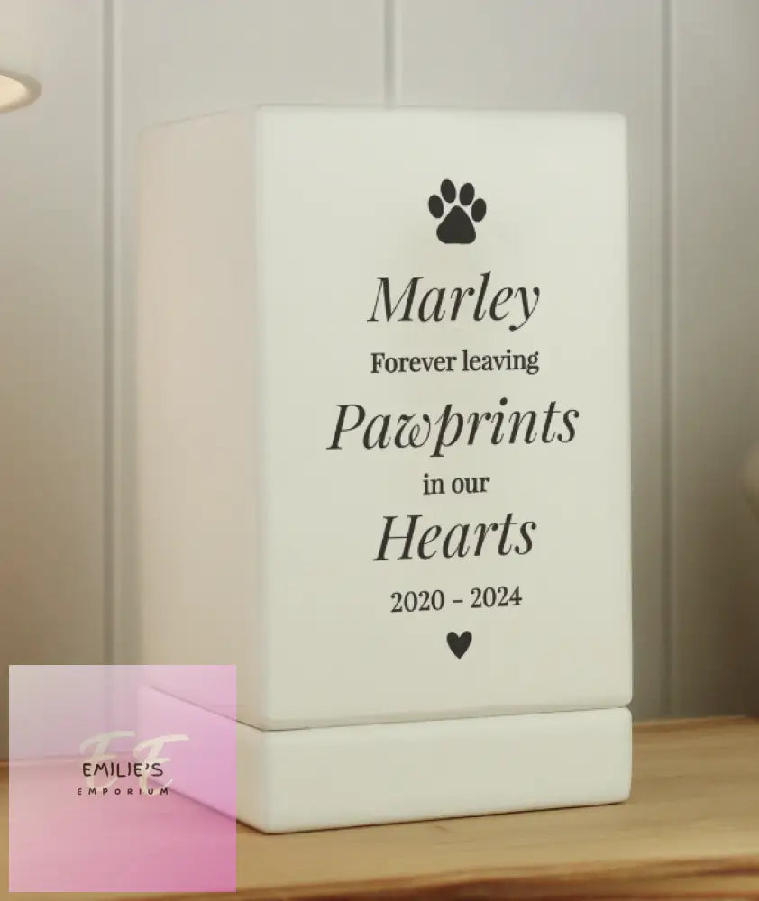 Personalised Pet Pawprints Small Wooden Urn