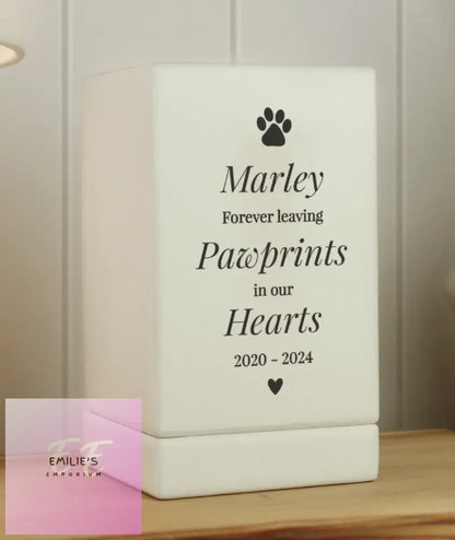 Personalised Pet Pawprints Small Wooden Urn