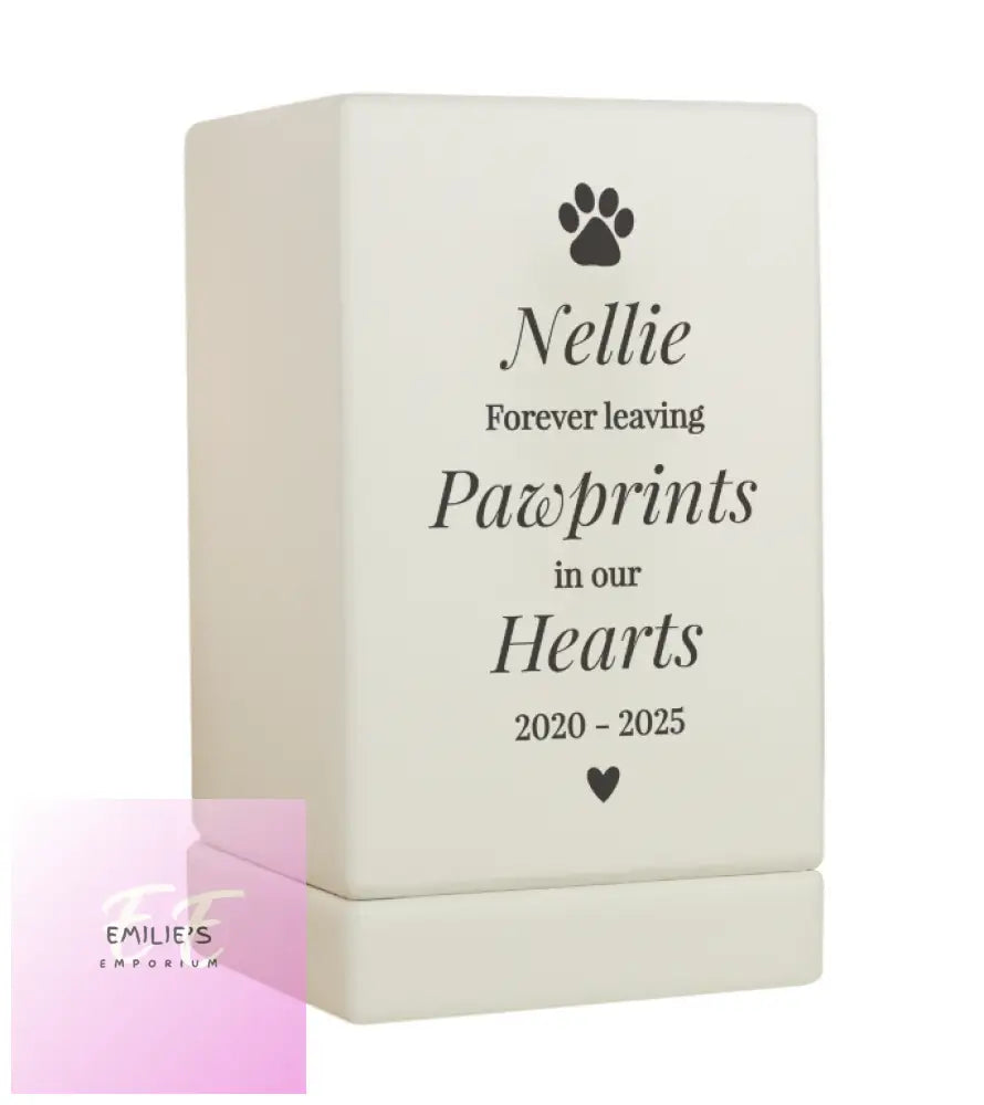 Personalised Pet Pawprints Small Wooden Urn