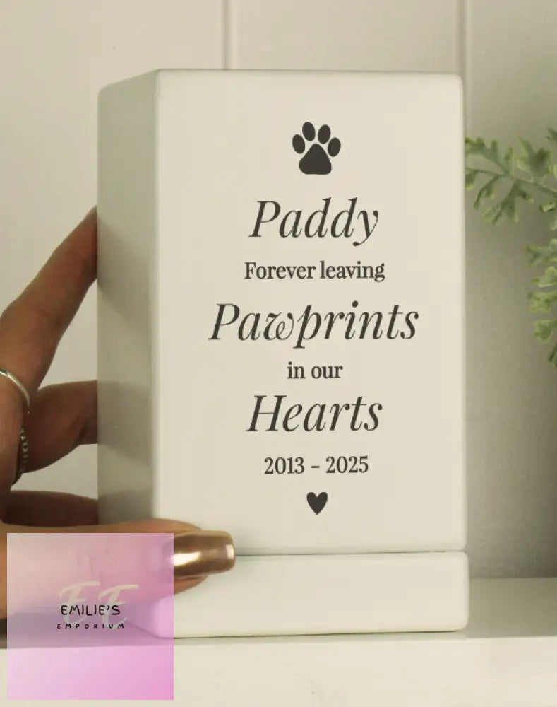 Personalised Pet Pawprints Small Wooden Urn