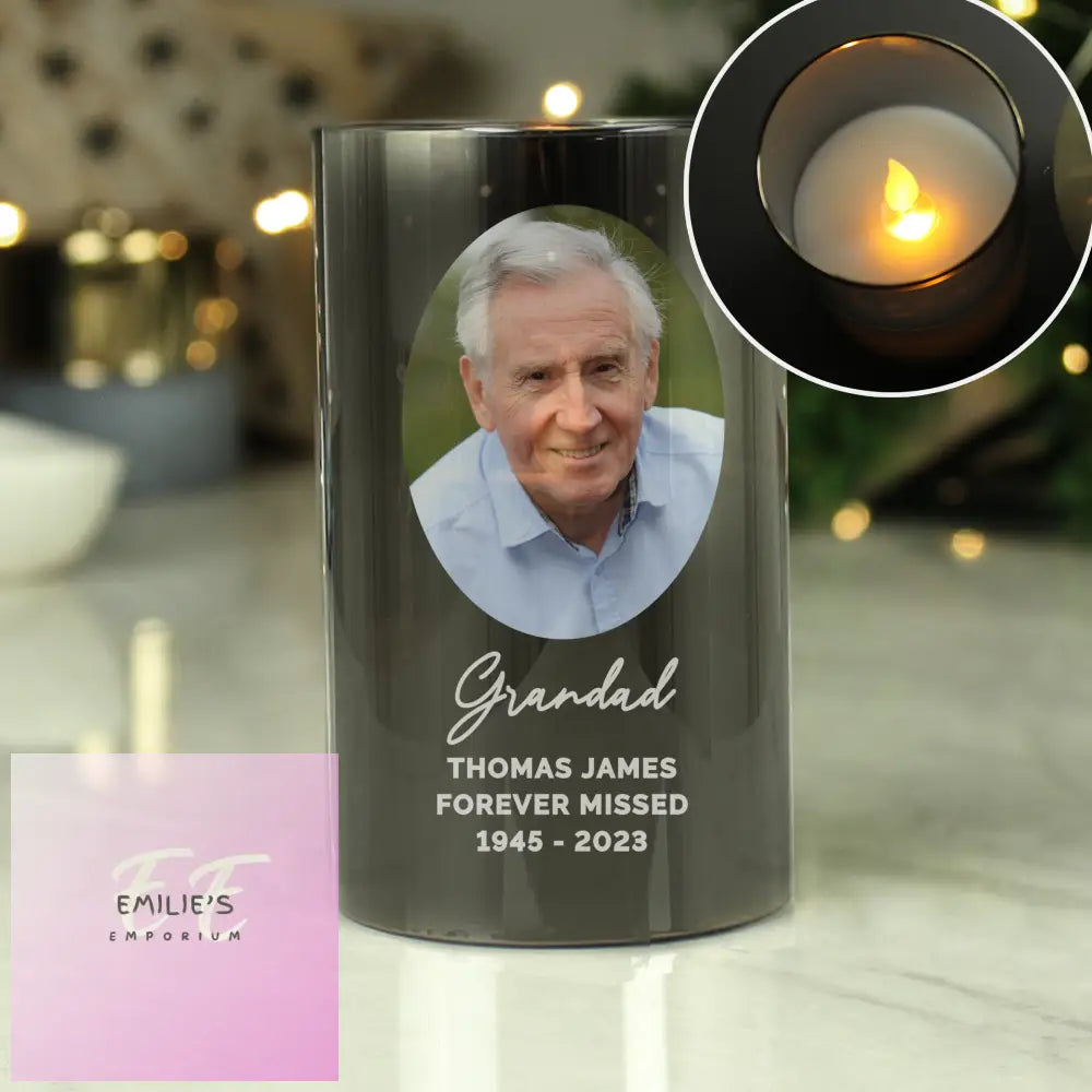 Personalised Photo Upload Smoked Glass Led Candle