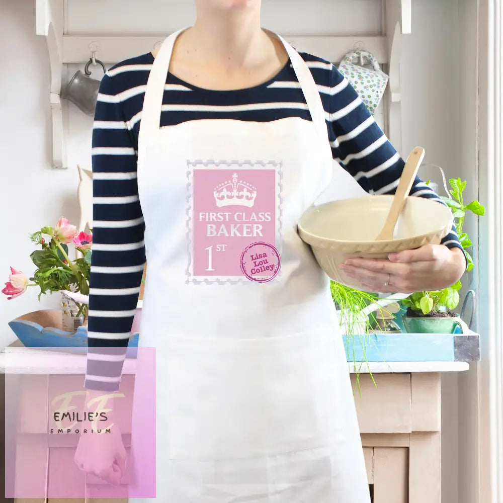 Personalised Pink 1St Class Apron