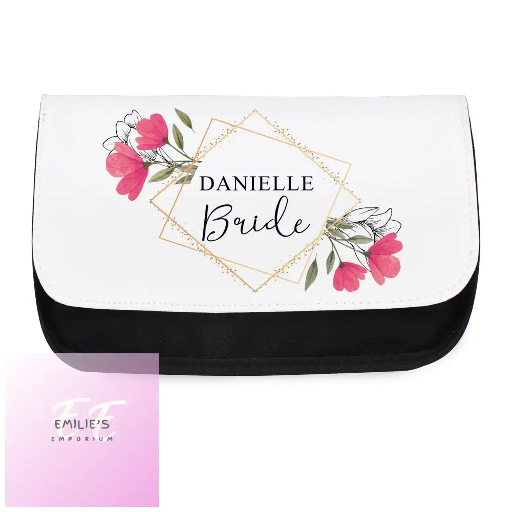 Personalised Pink Floral Make Up Bag