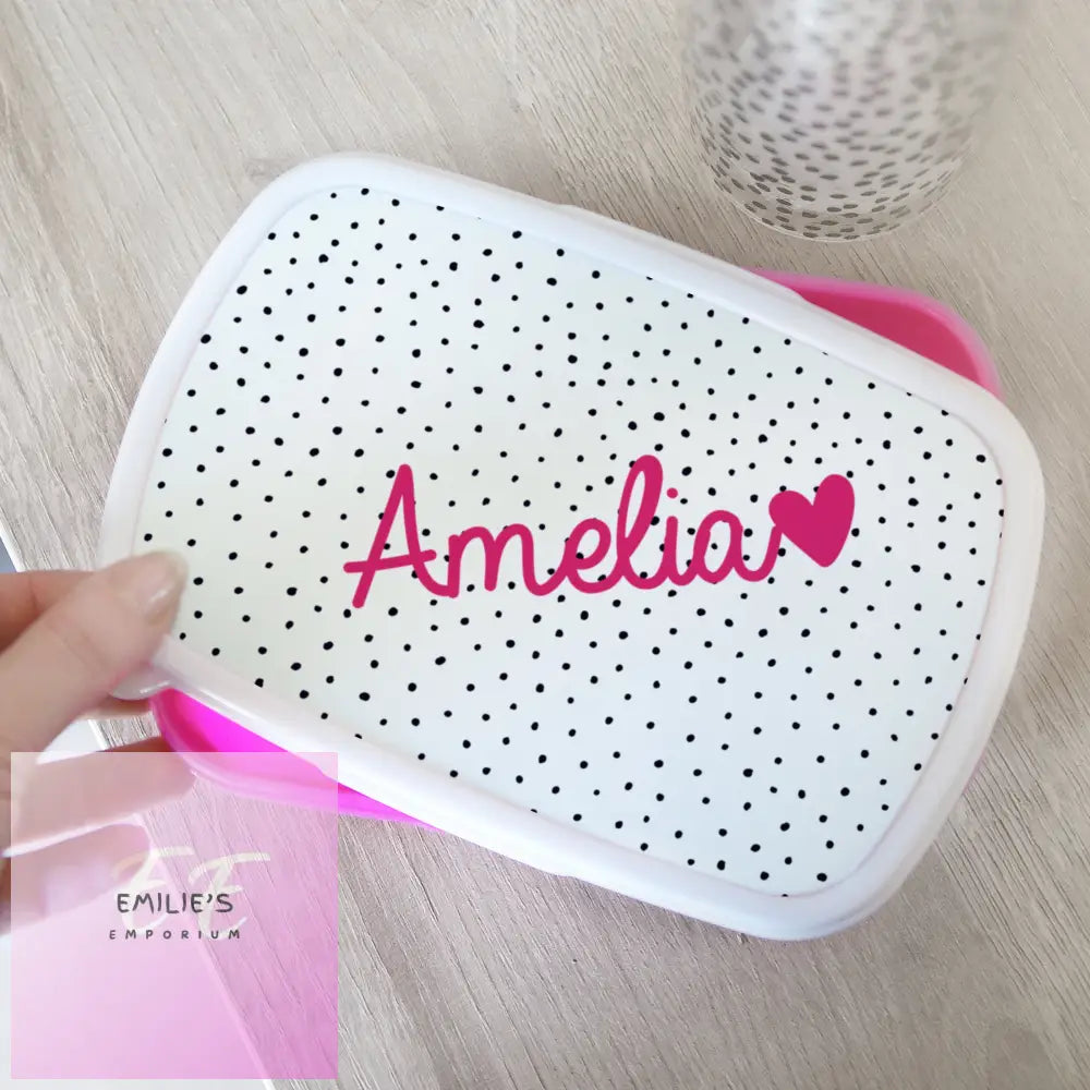 Personalised Pink Heart Name Only Lunch Box