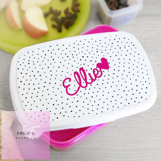 Personalised Pink Heart Name Only Lunch Box