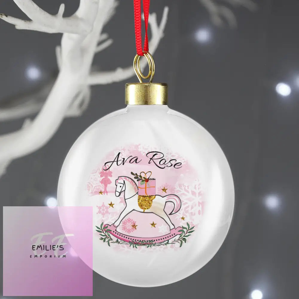 Personalised Pink Rocking Horse Bauble