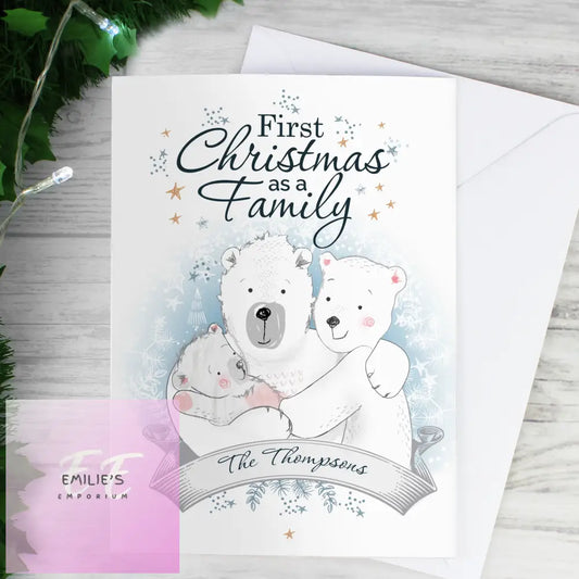 Personalised Polar Bear 1St Christmas As A Family Card