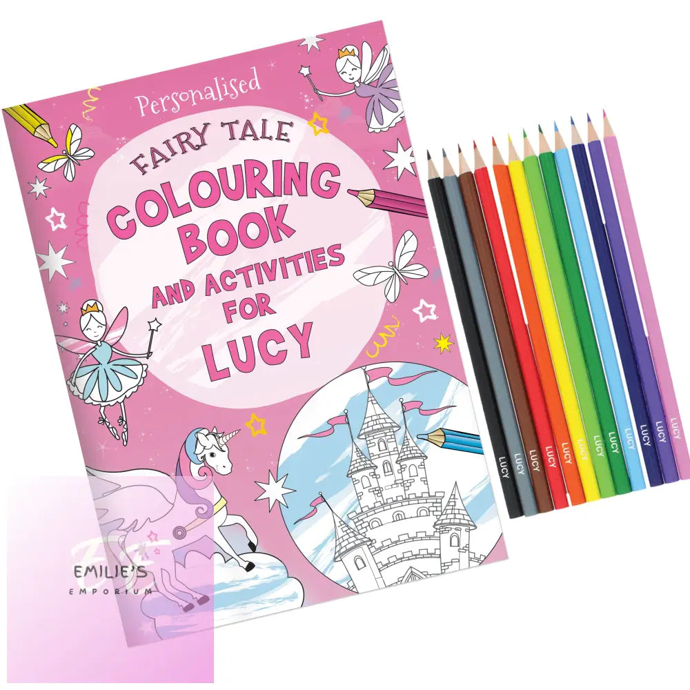 Personalised Princess & Unicorn Colouring Book With Pencil Crayons