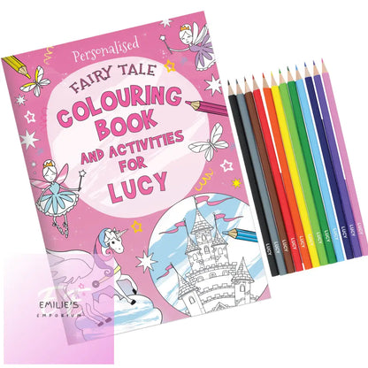 Personalised Princess & Unicorn Colouring Book With Pencil Crayons