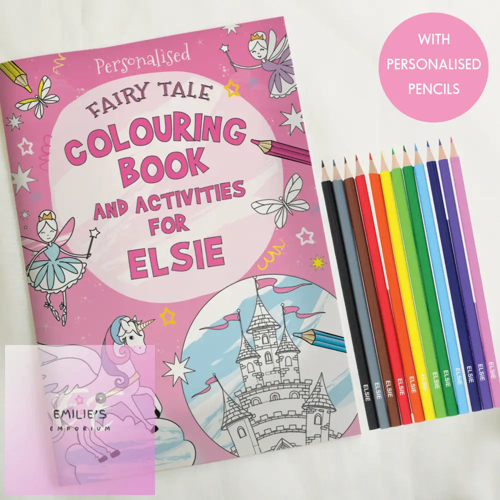 Personalised Princess & Unicorn Colouring Book With Pencil Crayons