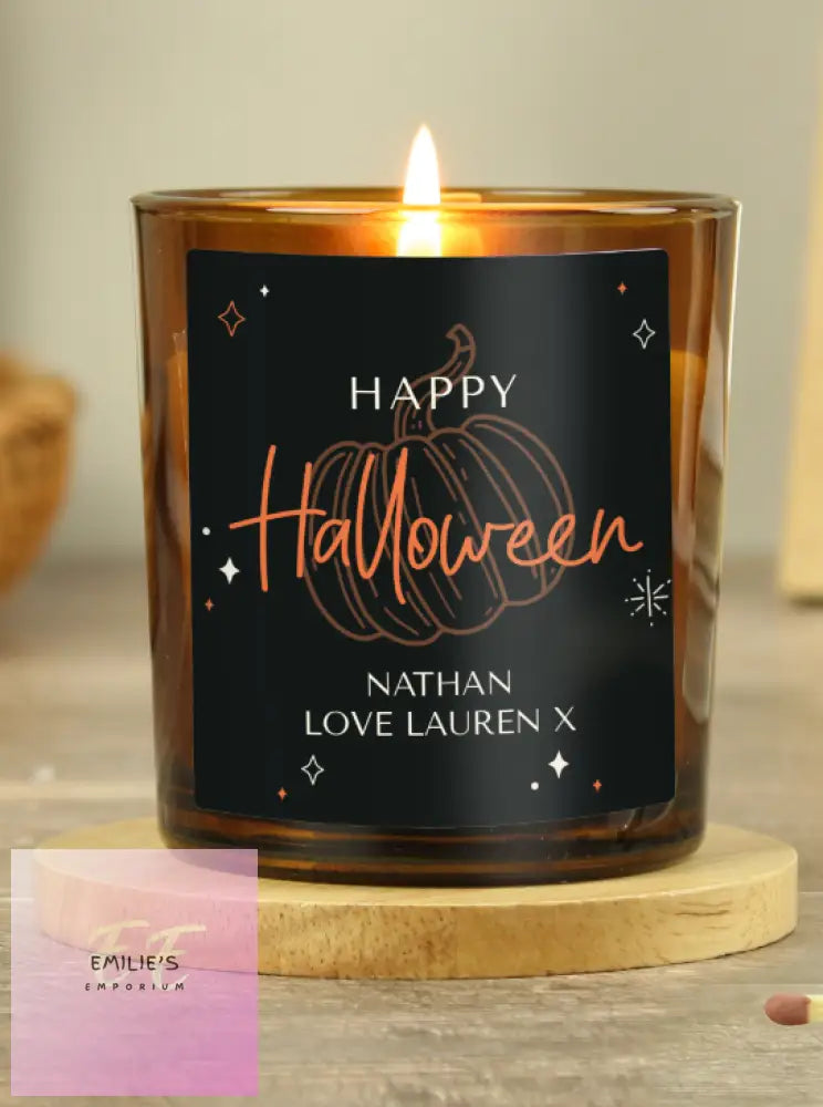 Personalised Pumpkin Amber Glass Candle