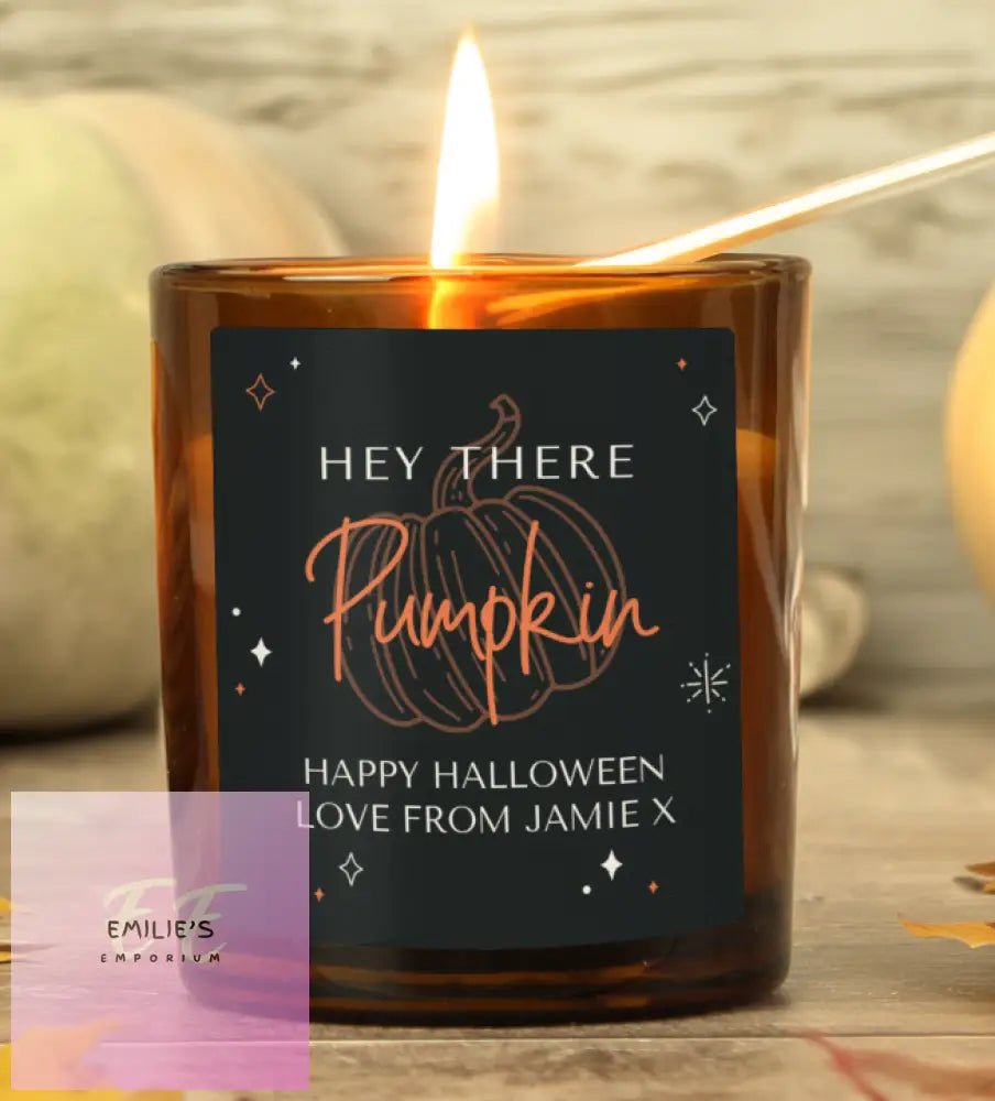 Personalised Pumpkin Amber Glass Candle