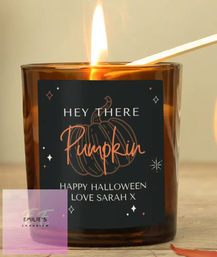 Personalised Pumpkin Amber Glass Candle