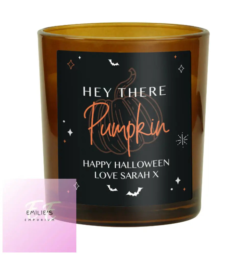 Personalised Pumpkin Amber Glass Candle