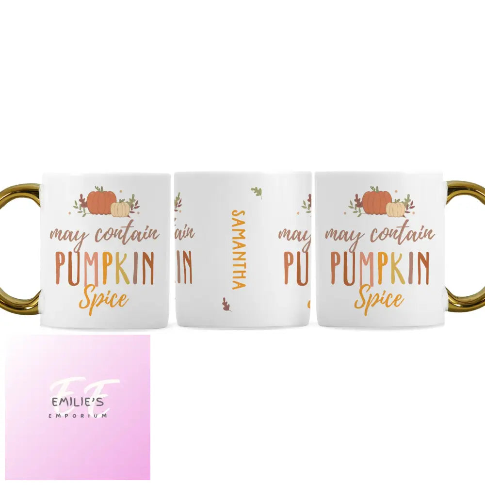 Personalised Pumpkin Spice Gold Handle Mug