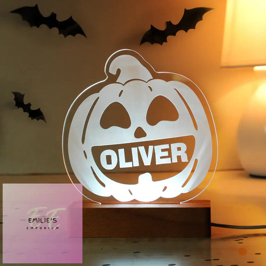 Personalised Pumpkin Wooden Led Light