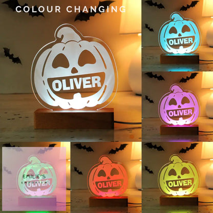 Personalised Pumpkin Wooden Led Light