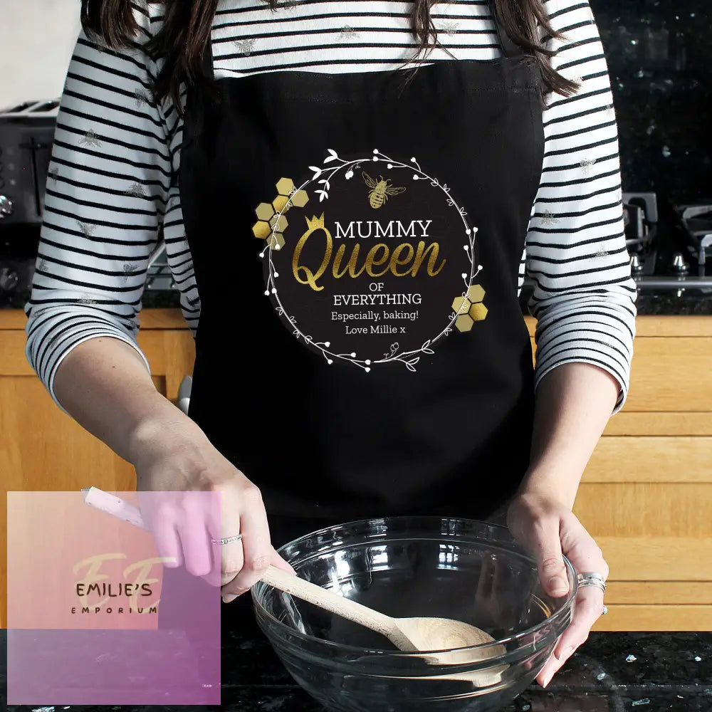 Personalised Queen Bee Black Apron