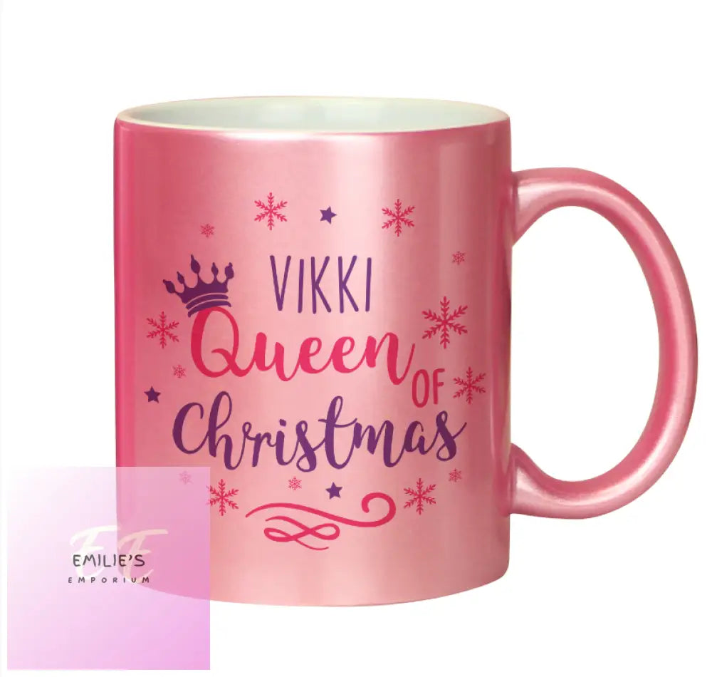 Personalised Queen Of Christmas Pink Mug