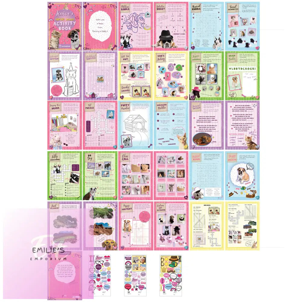 Personalised Rachael Hale Adorable Animals Activity Book With Stickers