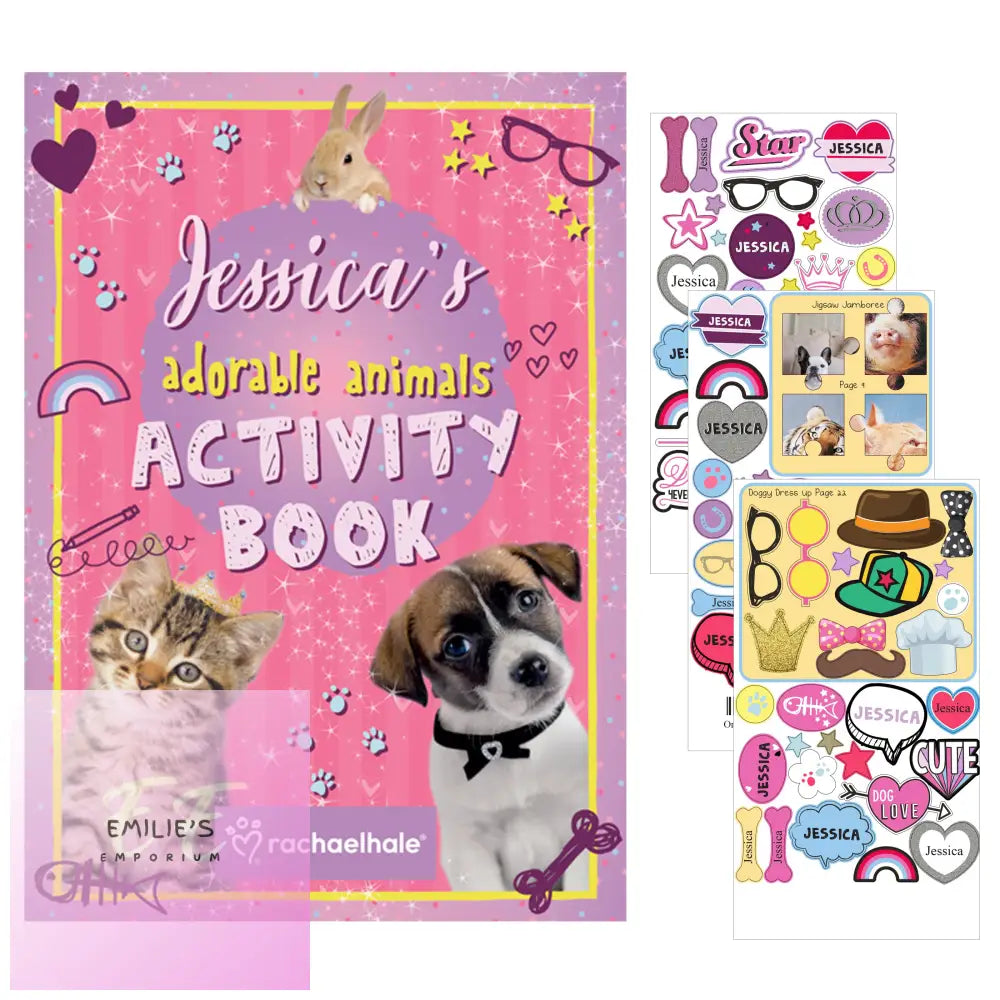 Personalised Rachael Hale Adorable Animals Activity Book With Stickers