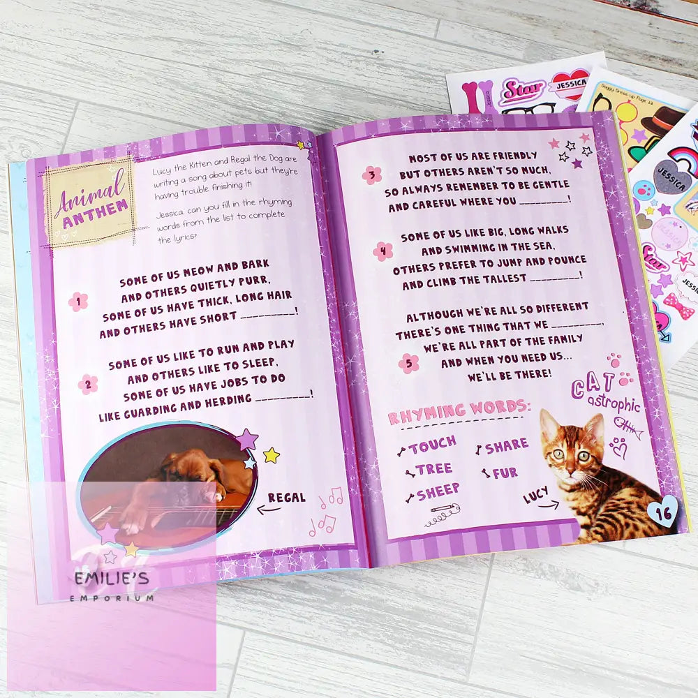 Personalised Rachael Hale Adorable Animals Activity Book With Stickers