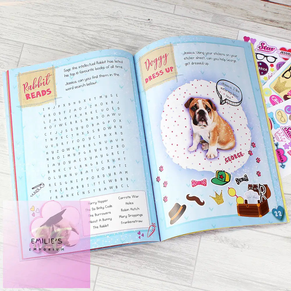 Personalised Rachael Hale Adorable Animals Activity Book With Stickers