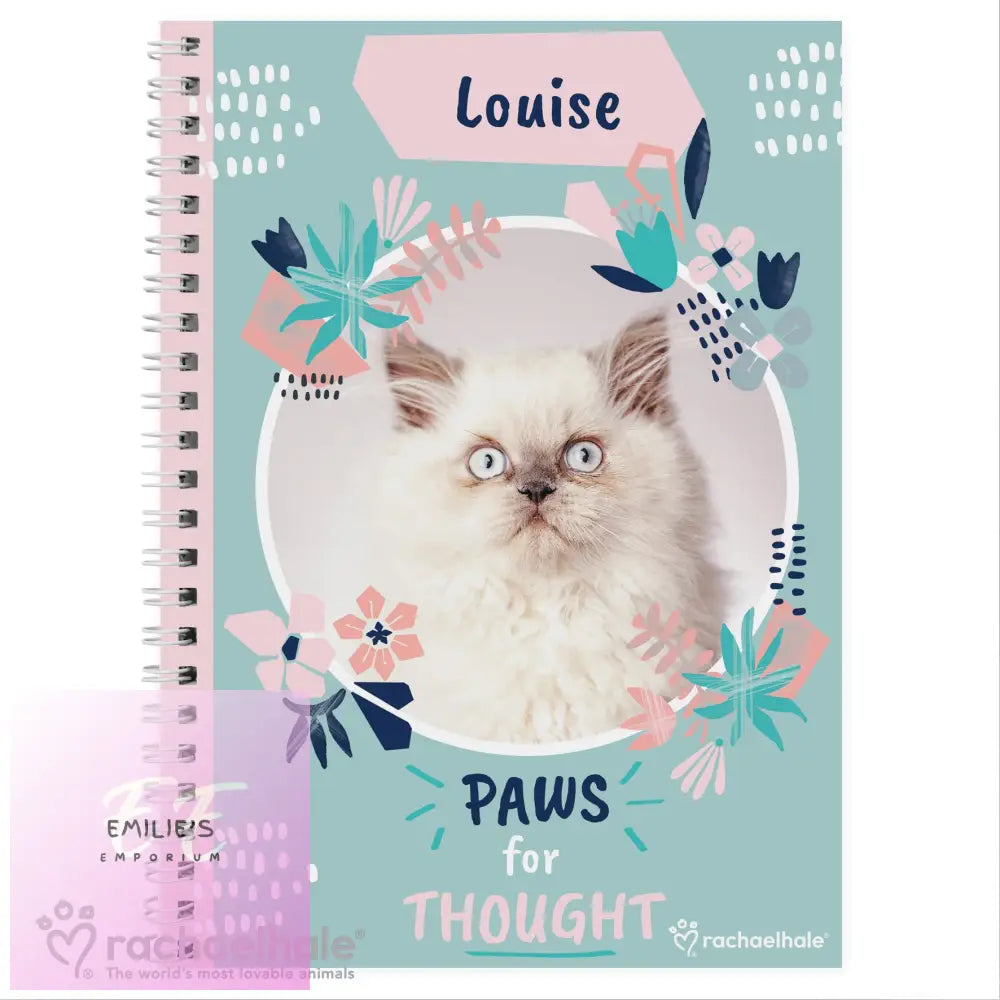 Personalised Rachael Hale Paws For Thought Cat A5 Notebook