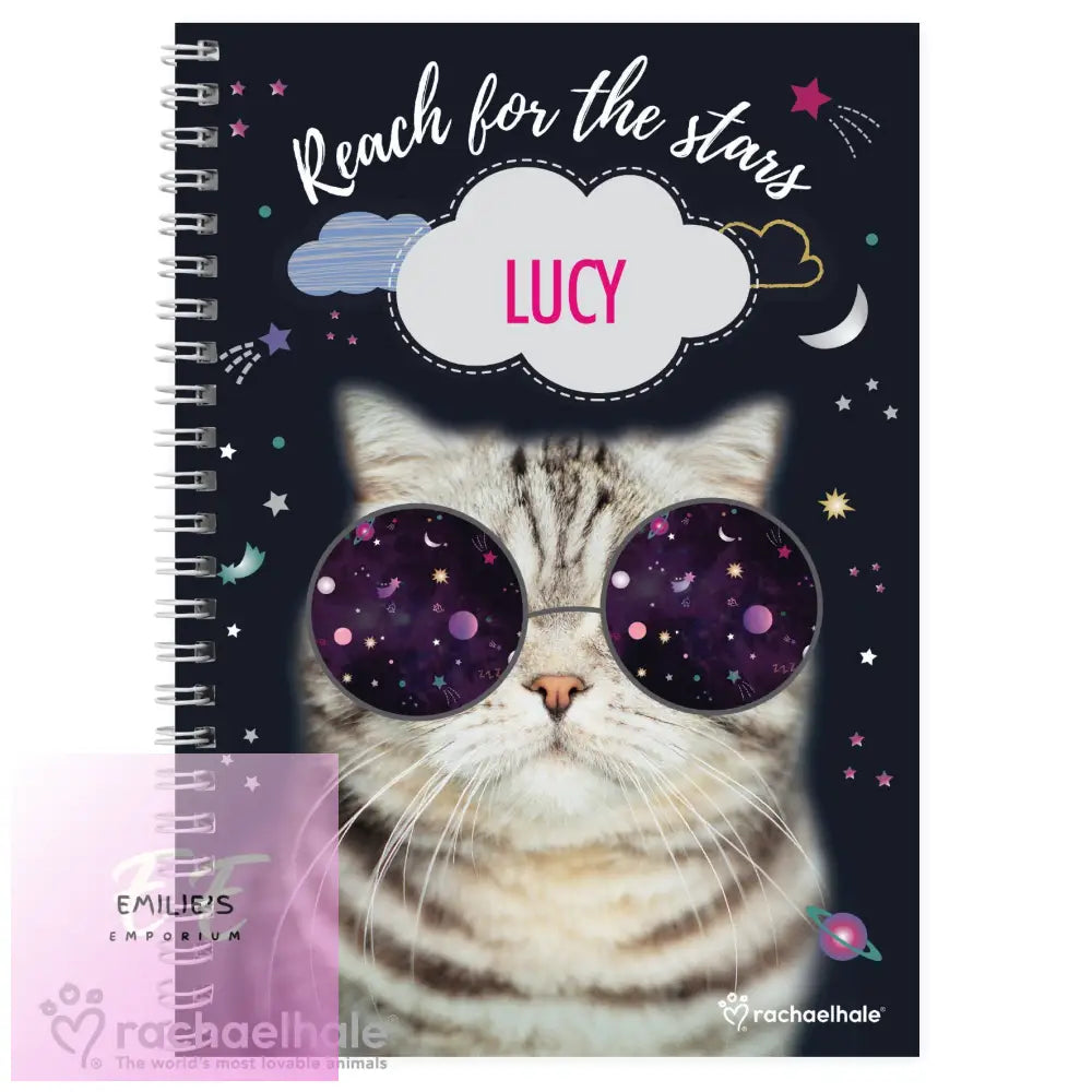 Personalised Rachael Hale Space Cat A5 Notebook