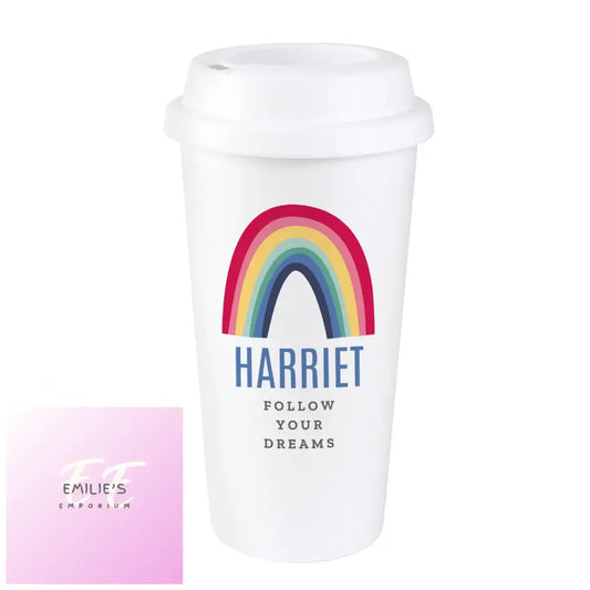 Personalised Rainbow Insulated Reusable Eco Travel Cup Mugs
