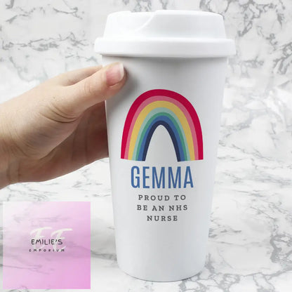 Personalised Rainbow Insulated Reusable Eco Travel Cup Mugs