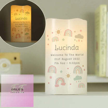 Personalised Rainbow Night Light Led Candle