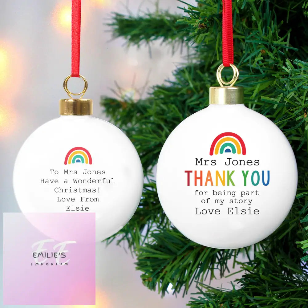 Personalised Rainbow Thank You Bauble