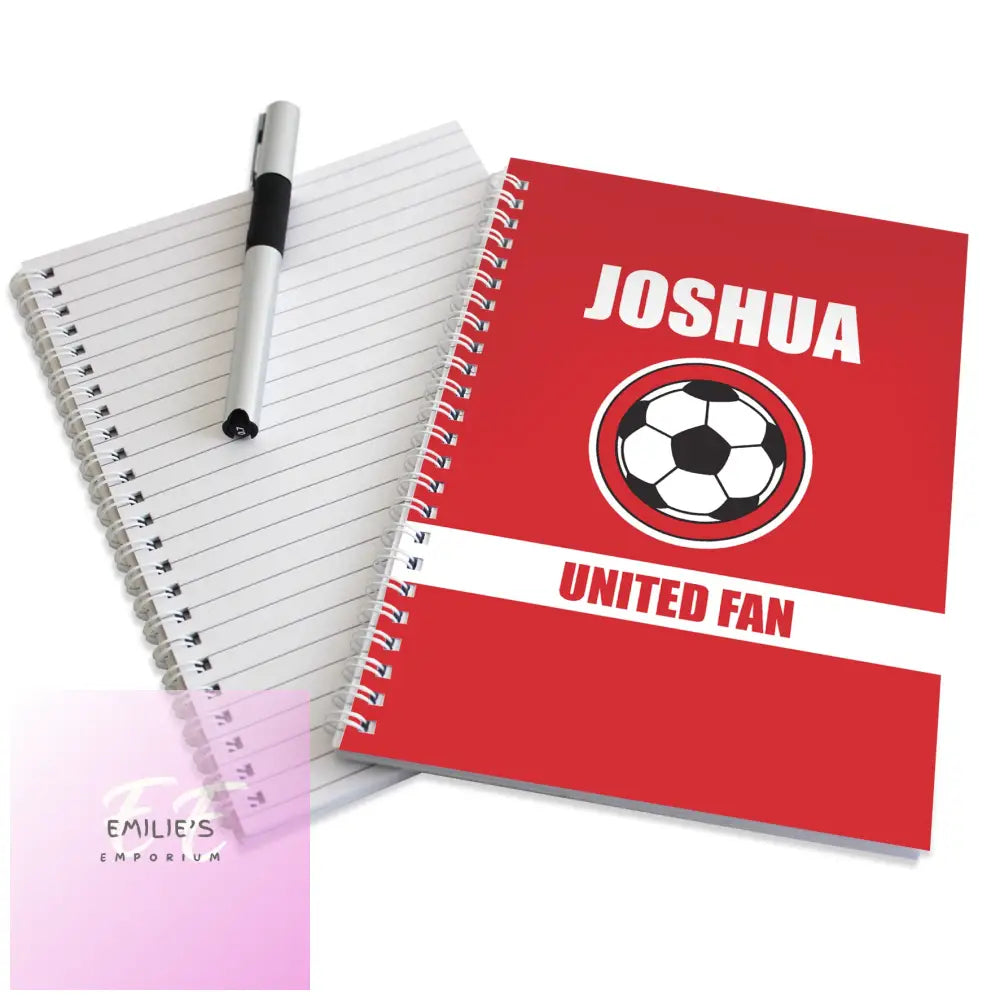 Personalised Red Football Fan A5 Notebook