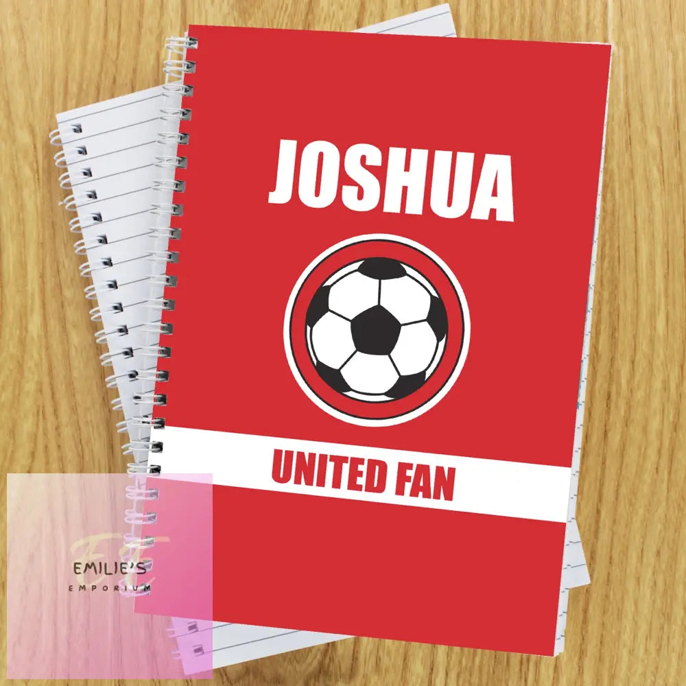 Personalised Red Football Fan A5 Notebook