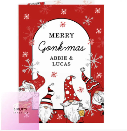 Personalised Red Gonks Christmas Card