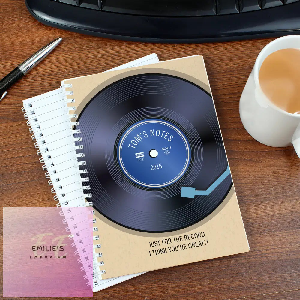 Personalised Retro Vinyl A5 Notebook