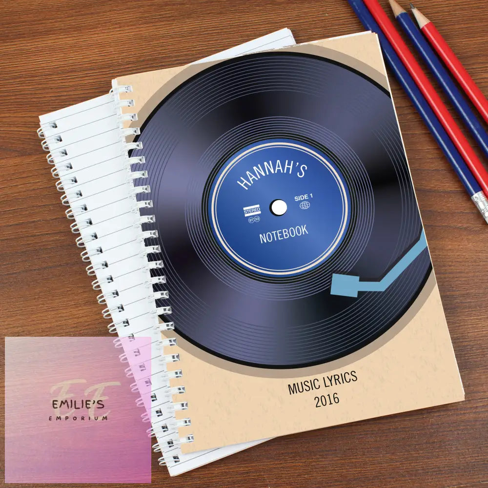 Personalised Retro Vinyl A5 Notebook