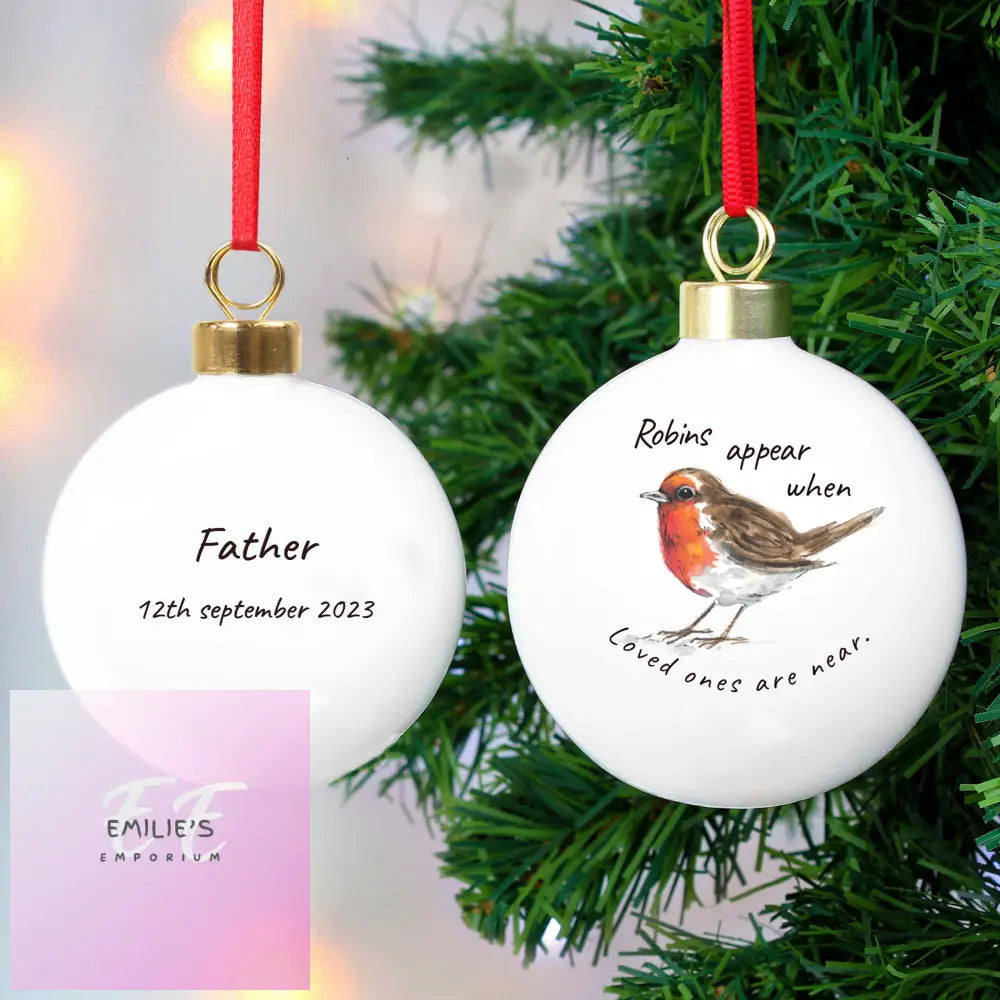 Personalised Robins Appear Bauble