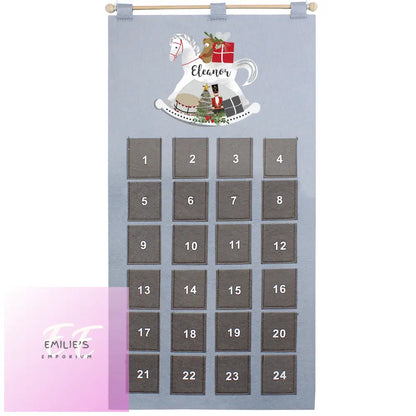 Personalised Rocking Horse Advent Calendar In Silver Grey