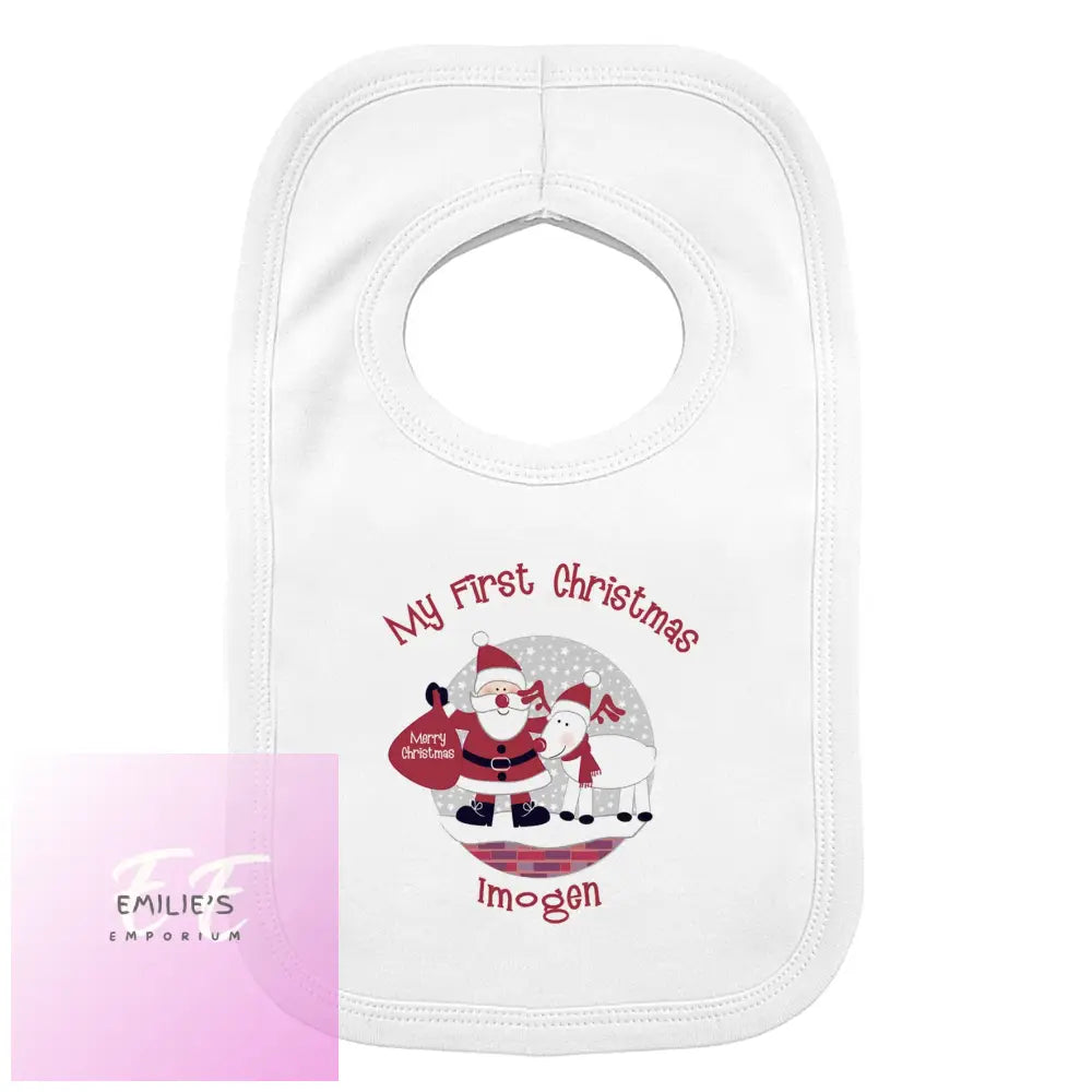 Personalised Rooftop Santa 1St Christmas Bib