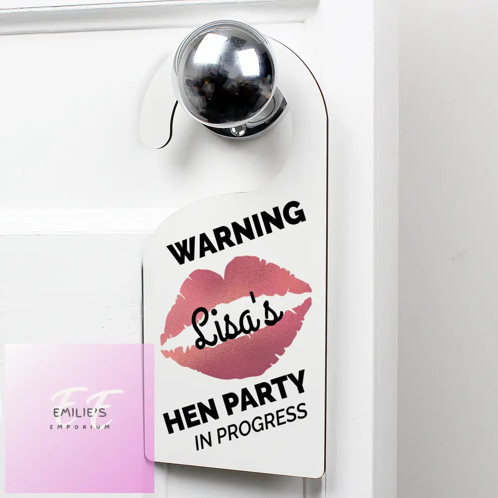 Personalised Rose Gold Lips Hen Party Door Hanger