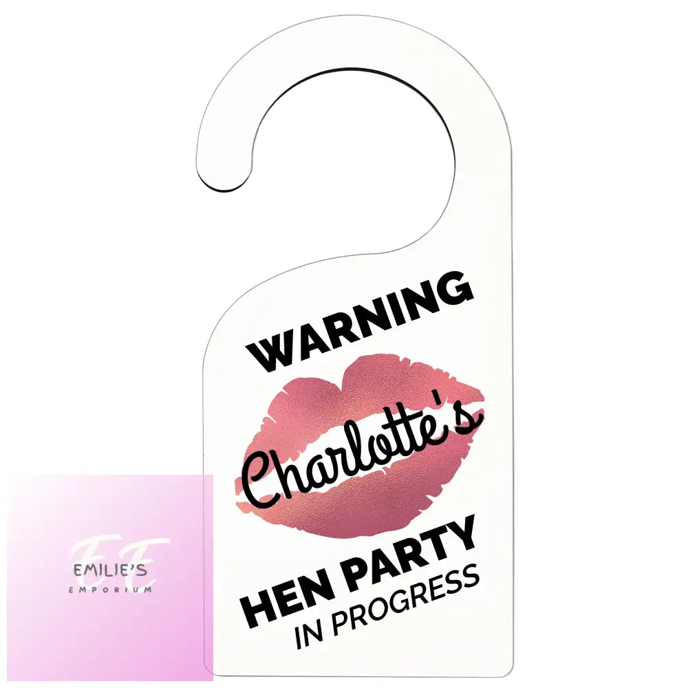 Personalised Rose Gold Lips Hen Party Door Hanger