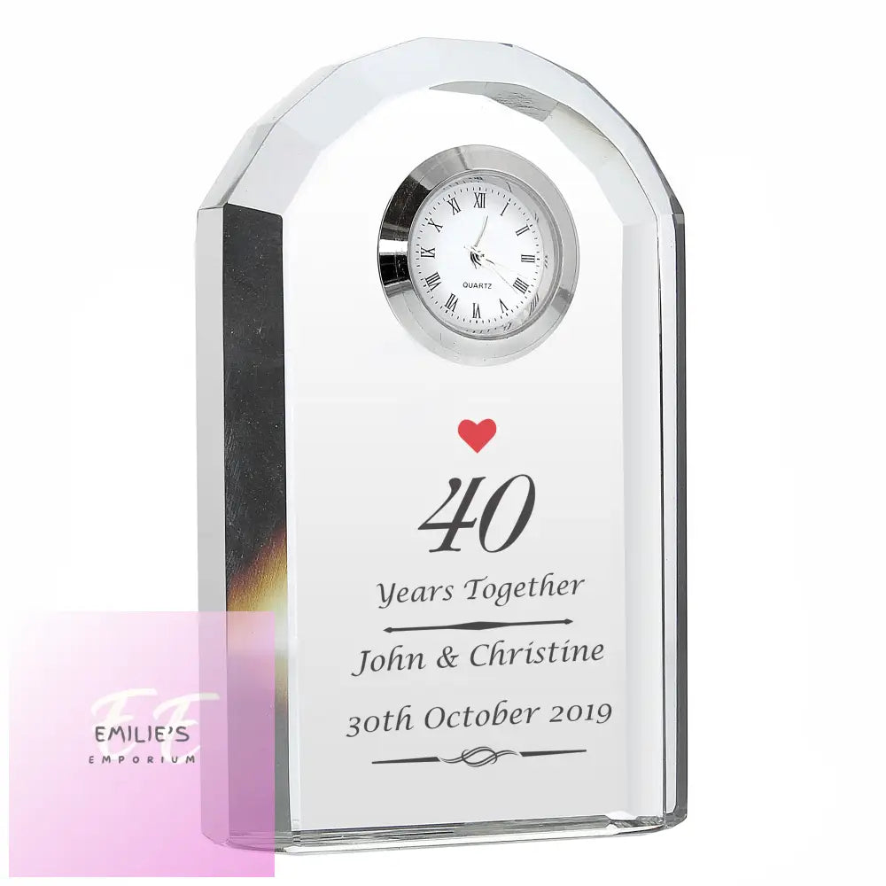 Personalised Ruby Anniversary Crystal Clock