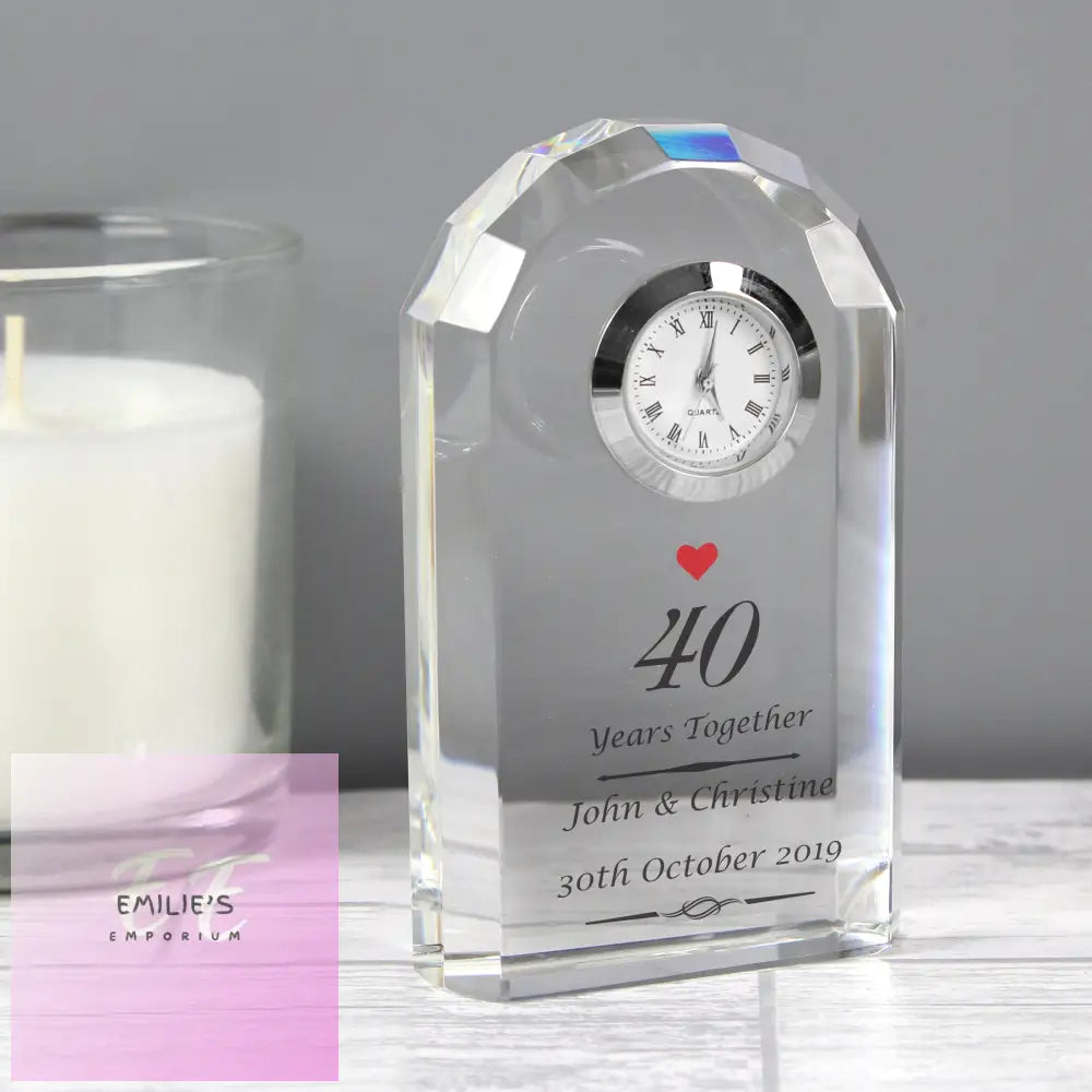 Personalised Ruby Anniversary Crystal Clock