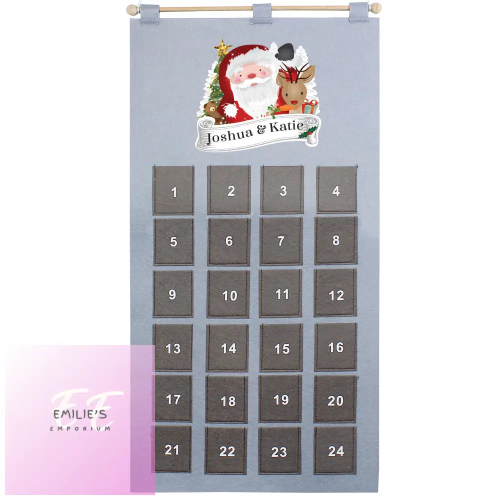 Personalised Santa Advent Calendar In Silver Grey